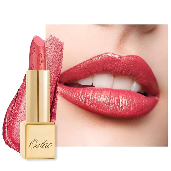 Oulac Glitter Lipstick for Women with Metallic 3D Shine Lightweight Hydrating Formula, High Impact Lip Color, Full Coverage Lip Makeup, Vegan & Gluten Free, Viva La Vida(25)