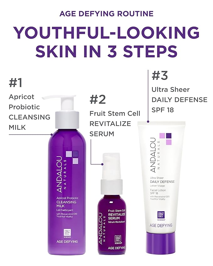 Andalou Naturals Ultra Sheer Daily Defense Facial Lotion, SPF 18, 2.7 oz, with Resveratrol CoQ10 and Antioxidants, Lightweight, Hydrating Facial Moisturizer