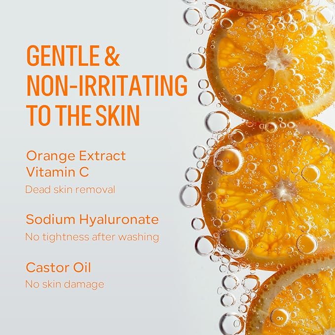 Orange Exfoliating Gel for Face and Body, Deep Clean Pores, Remove Blackheads, Exfoliating Moisturizing Facial Scrub Exfoliator Natural Orange Peeling Gel for All Types Skin-2 PCS