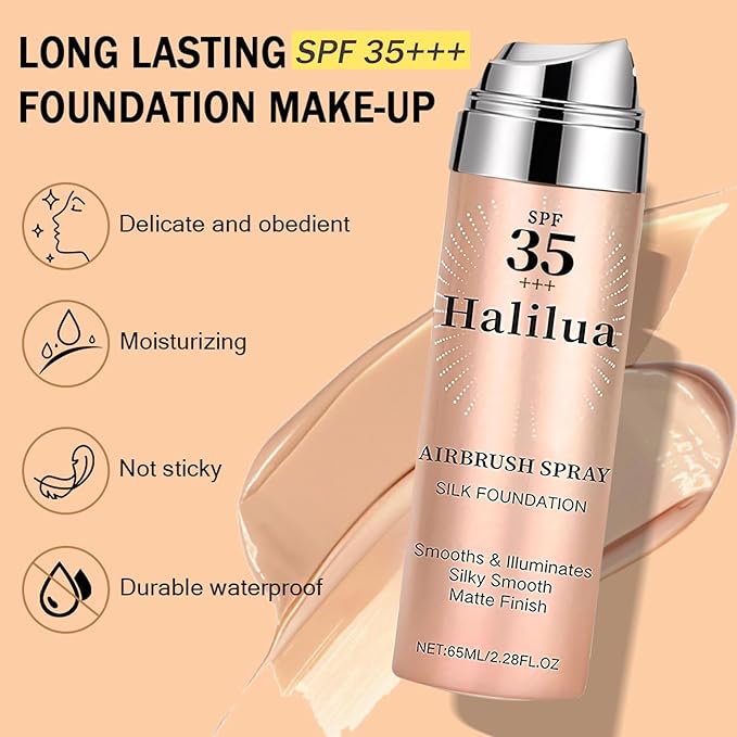 Airbrush Makeup Foundation,SPF 35 Full Coverage Foundation for Mature Skin, Older Women and Middle-aged，Lightweight & Moisturizing, Buildable Coverage Skin Tone Correcting,Radiance Skin (3# Nude)