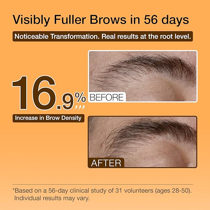 Eyebrow Enhance Serum with 5 Peptides & Resurrection Plant, Supports Fuller, Healthier-Looking Brows, Roll-On for Brows & Hairline, 8ml for Men & Women