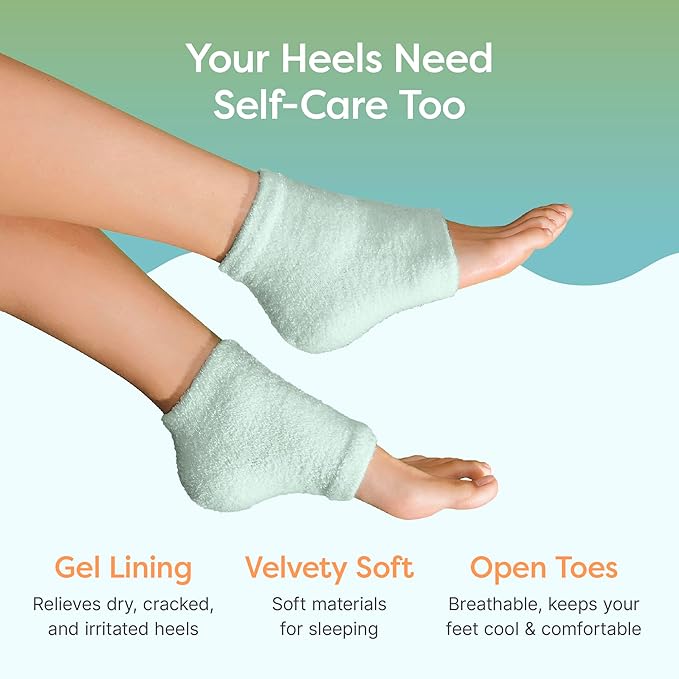 ZenToes Moisturizing Socks for Cracked Heel Treatment, Vitamin E, Olive Oil and Jojoba Oil Infused Heel Socks, Spa Gifts for Women, Mothers Day Gifts (Fuzzy Mint Green, 2 Pairs Regular)