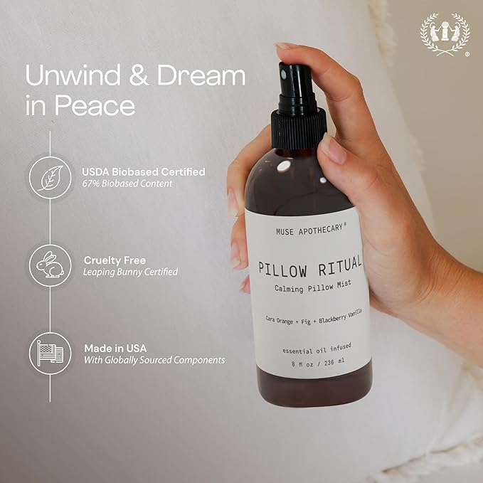 Muse Apothecary Pillow Ritual - Aromatic, Calming and Relaxing Pillow Mist, Linen and Fabric Spray - Infused with Aromatherapy Essential Oils - 8 oz, Cara Orange + Fig + BlackBerry Vanilla, 2 Pack