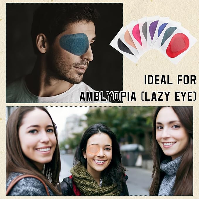 Panitay 40 Pcs Adhesive Eye Patches for Adults Eye Patch for Disposable Breathable Amblyopia Lazy Adhesive Bandages for Men(3.3 x 2.3 Inch,Multicolor)