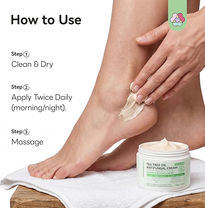 SAVILAND Antifungal Cream 120g Extra Strength: Max 25% Undecylenic Acid Fungal Cream for Skin Athletes Foot Jock Itch Ringworm Foot Fungus Treatment Natural Skin Relief with Tea Tree & Oregano Oil