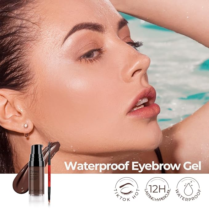 SACE LADY 3D Eyebrow Gel Long Lasting 24 Hours Waterproof Smudge-proof Brow Cream Makeup Kit (02 DARK BROWN, 0.2Fl Oz)