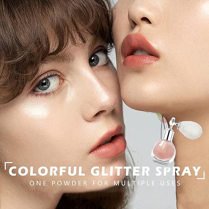 NewBang 2Pcs Highlighter Powder Spray,Glitter High Gloss Powder,Shimmer Sparkle Powder Makeup Spray, for Face Body Cosmetic