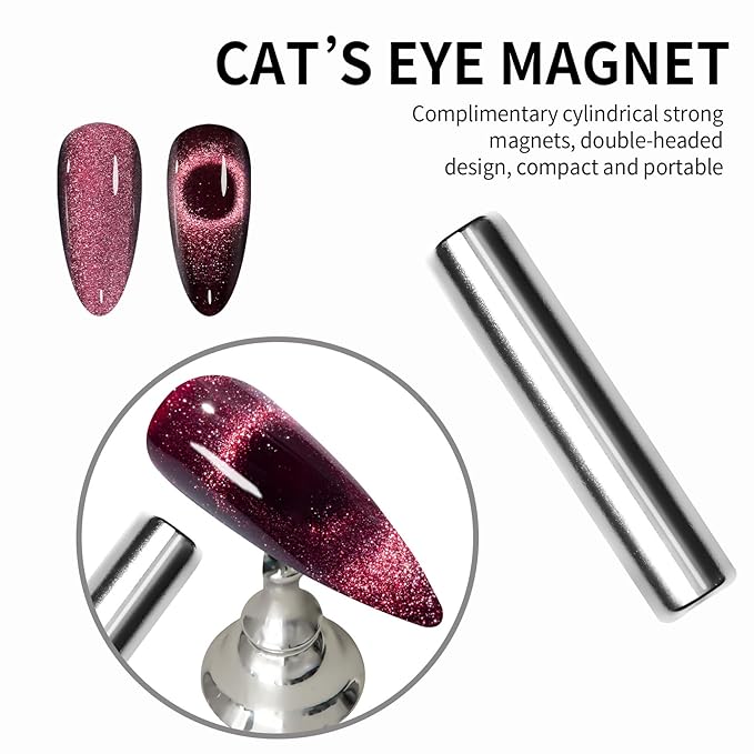 MAYCHAO 15ML Cat Eye Gel Nail Polish 1Pc Mysterious Red Gel Polish with Magnet Soak off Holographic Magnetic Nail Polish for Nail Art Manicure Salon DIY at Home, 0.5 OZ