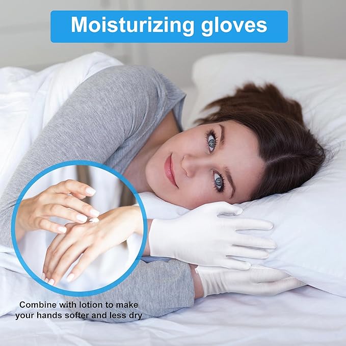 8Pairs (16Pcs) White Gloves for Men and Women, Washable SPA Moisturizing Cotton Gloves for Dry Hands Eczema Work Inspection Service Performance