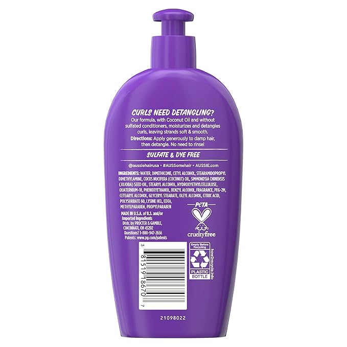 Aussie Miracle Curls with Coconut Oil, Paraben Free Detangling Milk Treatment, 6.7 fl oz