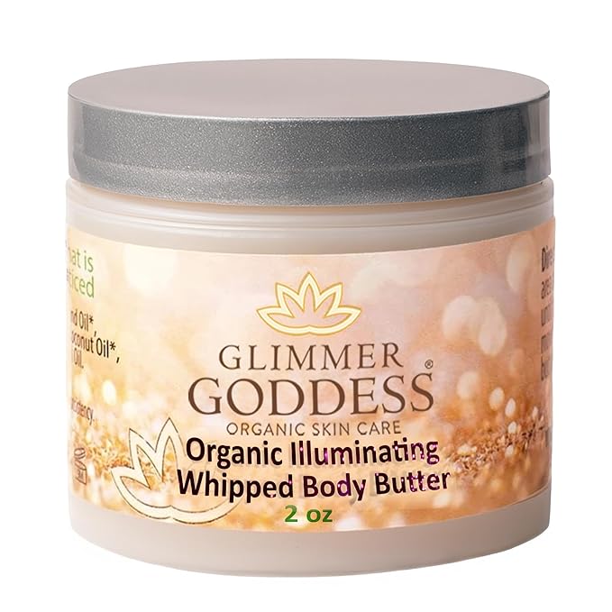 Glimmer Goddess Shimmer Body Butter with Organic Whipped Shea Butter for Hydration, Moisturizing & Silky Natural Glow - Bronze Sexy, 2 oz
