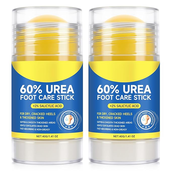 60% Urea Foot Cream Stick with 2% Salicylic Acid,Foot Care Cream Moisturizer for Dry Cracked Feet, Knees, Elbows, Hands,Moisturizes and Hydrates the Dry Skin,Callus Remover&Soften Dead Skin (2)