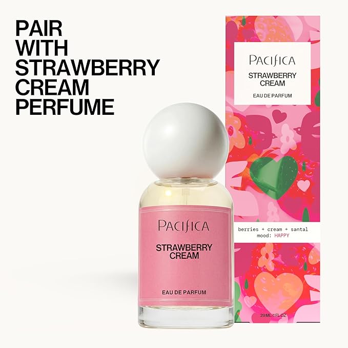 Pacifica Strawberry Cream Fruity Body Mist for Women – Sweet Strawberry Vanilla Cream Fragrance Spray, Hydrating, Odor Neutralizing, Vegan & Cruelty-Free, Phthalate-Free, 5 oz