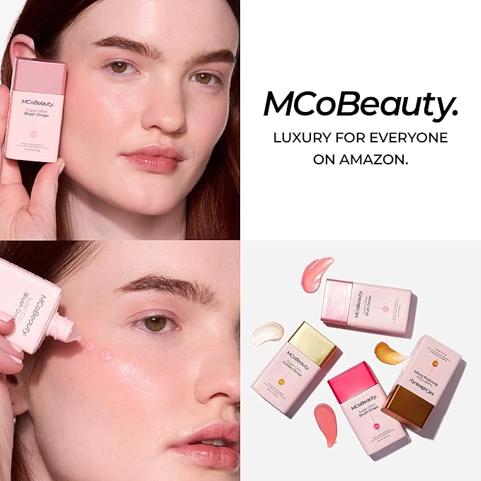 MCoBeauty Super Glow Blush Drops - Rose Pink - Liquid Cheek Color - Buildable Warm Flush with Jojoba Oil Hyaluronic Acid Cocoa Extract White Tea Antioxidants - Vegan & Cruelty Free