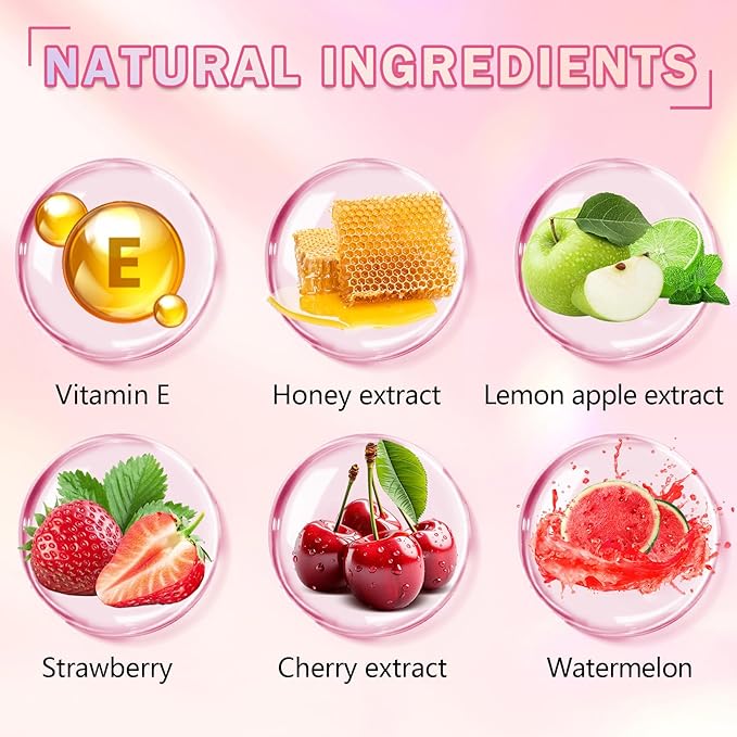5PCS Bee Lip Balm Honey Pot Honey Watermelon Cherry Apple Strawberry Lip Balm,Moisturizing Sleeping Lip Mask Reduces Lip Lines Prevention Dry and Cracked