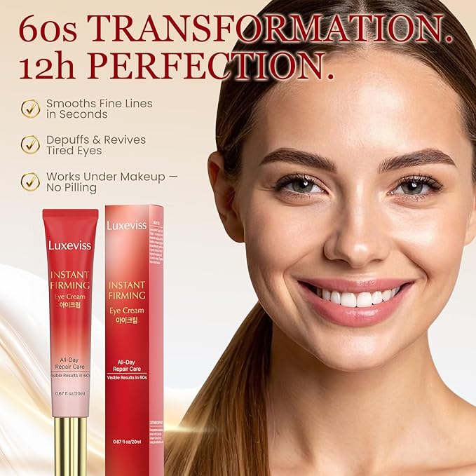60s Instant Eye Bag Remover - Visibly Lift & Firm Under Eye Bags in 60 Seconds - Rapid Reduction Eye Tightening Cream for Puffiness & Wrinkles - Clear Finish, 0.68 fl oz