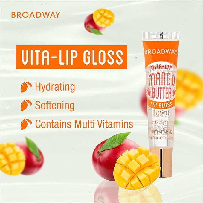 Ruby Kisses Broadway Vita-Lip Clear Lip Gloss (Mango Butter 48 Pack), Ultra-Hydrating & Soothing Formula with Multi-Vitamin Oils, High-Shine Non-Sticky Finish, Nourishing Glossy Lip Balm Softens Skin
