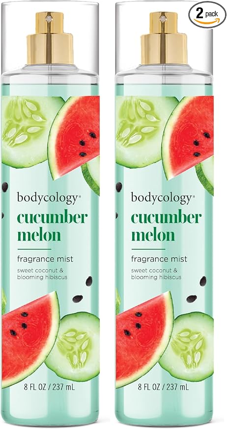 Bodycology Long-Lasting Fragrance Body Mist, Cucumber Melon, 8 fl oz (Pack of 2)