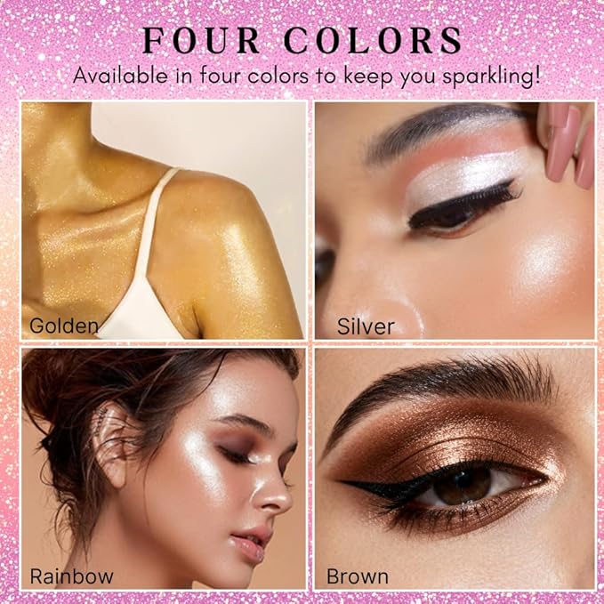 Body Glitter Spray, Hair Glitter Spray, Body Shimmer Powder, Face Glitter Highlighter, Glitter Spray, Body Shimmer Spray for Skin (BSP-Rainbow)