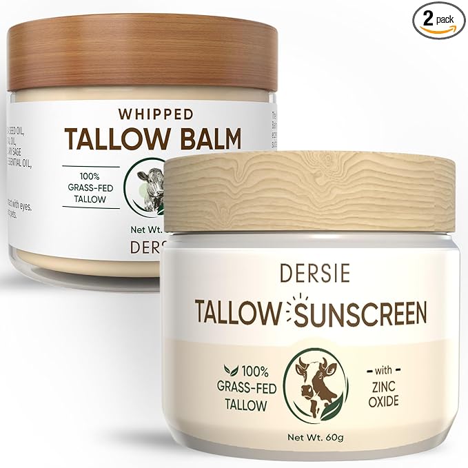 Dersie Tallow Sunscreen SPF 30 – Mineral UV Defense with Non-Nano Zinc Oxide – Face & Body Sun Protection for Adults & Kids (2.12 Ounce (with Tallow Balm))