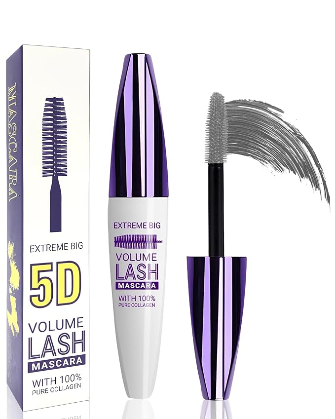 5D Gray Mascara for Eyelashes-1Pcs Longlasting Waterproof Smudge-Proof Cold Grey Mascara Volume and Length, Volumizing Defining Eye Lashes, Women’s Mother’s Day Eye Makeup Gift for Older Women 60 plus
