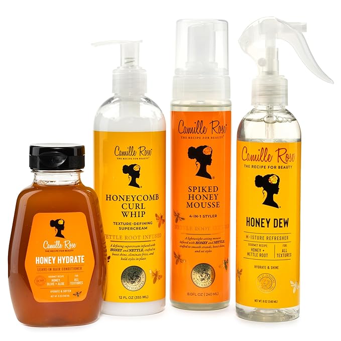 Camille Rose Leave-In Conditioner, Honey Hydrate 2-Pack – Deep Conditioning for All Textures, Low-Porosity Hair, Dry Locs and Braids, Frizz Control, 8 Fl Oz