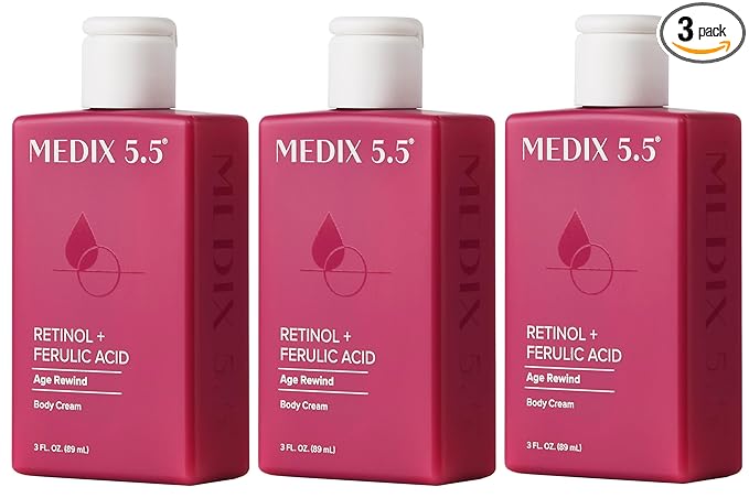 Medix 5.5 Retinol Body Lotion Firming Moisturizer | Crepey Skin Care Treatment | Retinol Body Cream | Firming Cream Targets Look Of Crepe Skin, Wrinkles, & Sagging, 3 Fl Oz Travel Size, 3-Pack