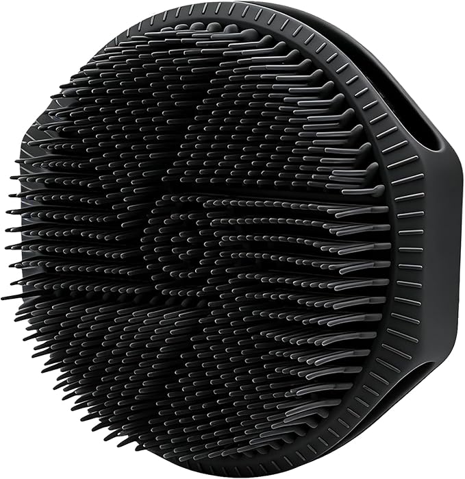 Silicone Body Scrubber for Men Women, Dual-Sided Bath Brushes Gentle Exfoliating Body Scrubber Scalp Massager for Deep Cleansing, Soft Silicone Loofah Body Washing Brushes (Black)