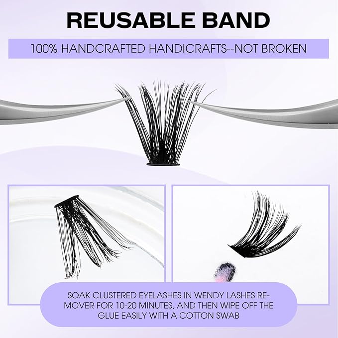 Lash Clusters 60D/80D Eyelash Clusters Natural Wispy D Curl Mixed Length 16-20mm Fluffy Individual Eyelash Extensions for DIY Lashes at Home