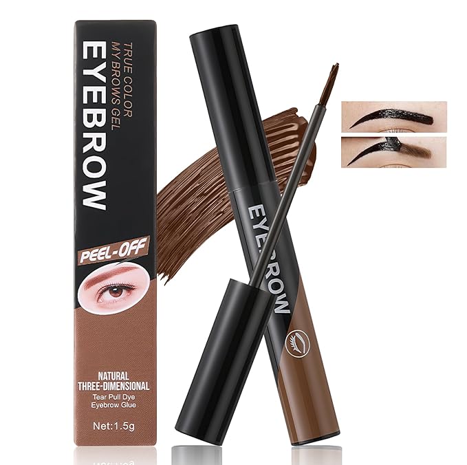 Eyebrow Gel - Easy Peel-Off for Fuller& Defined Brows, Waterproof Transfer-Proof Temporary Brow Gel, Last Up to 3 Days Makeup for Natural Looking Brows (Light Brown)