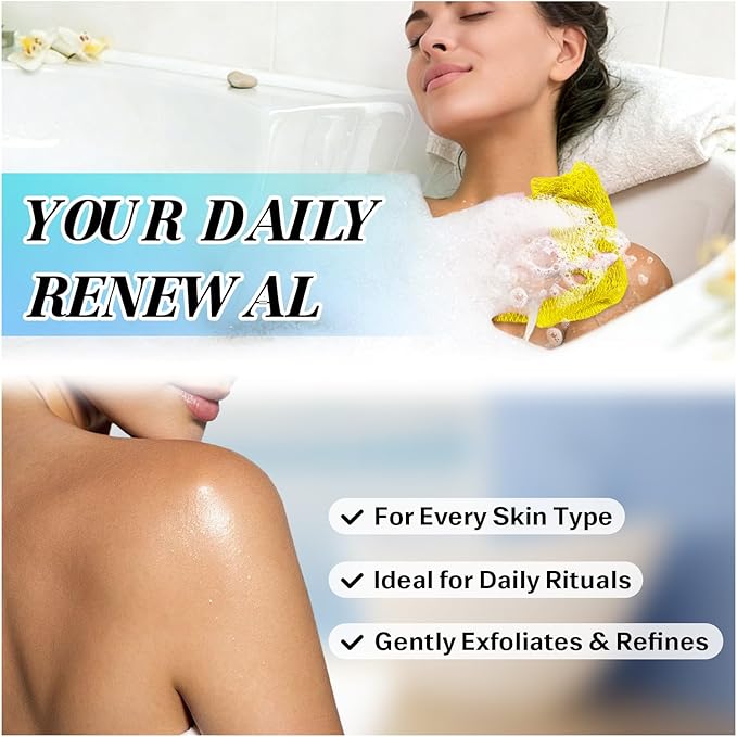 African Net Sponge Authentic Exfoliating Body Scrubber for Shower & Bath, Deep Cleansing Lather for Dead Skin Removal, Back Scrubber Gift for Women & Men（Yellow）