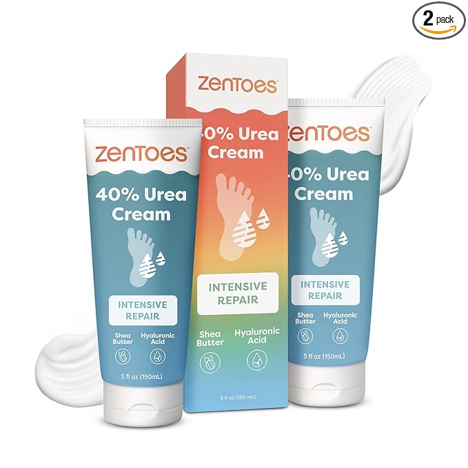 ZenToes Urea Cream 40 Percent for Feet | Foot Lotion for Dry Cracked Heels and Feet | Intense Dry Feet Softening and Hydration for Skin | Heel Balm and Moisturizing Care | 5oz, Pack of 2