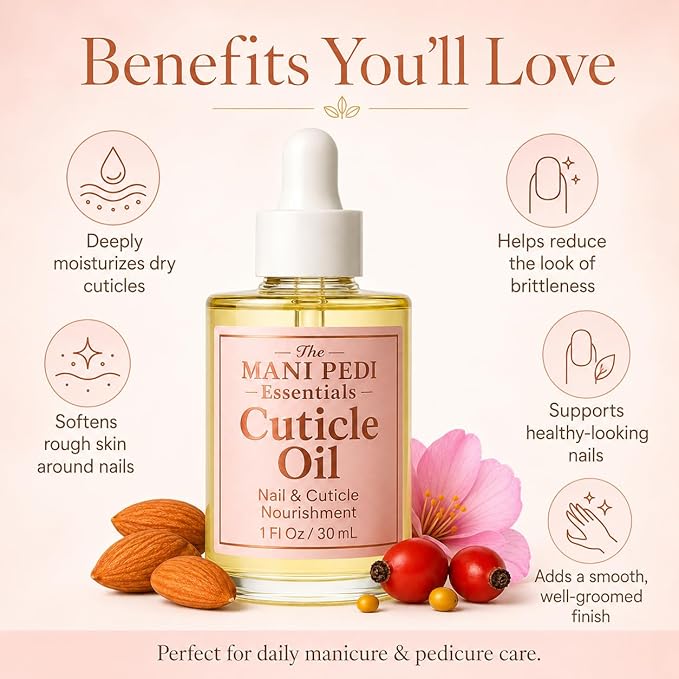 Nourishing Cuticle Oil enriched with Jojoba Oil, Vitamin E & Sweet Almond Oil. Manicurist's Choice for Healthy, Nourished Nails & Cuticles – 1 Fl Oz