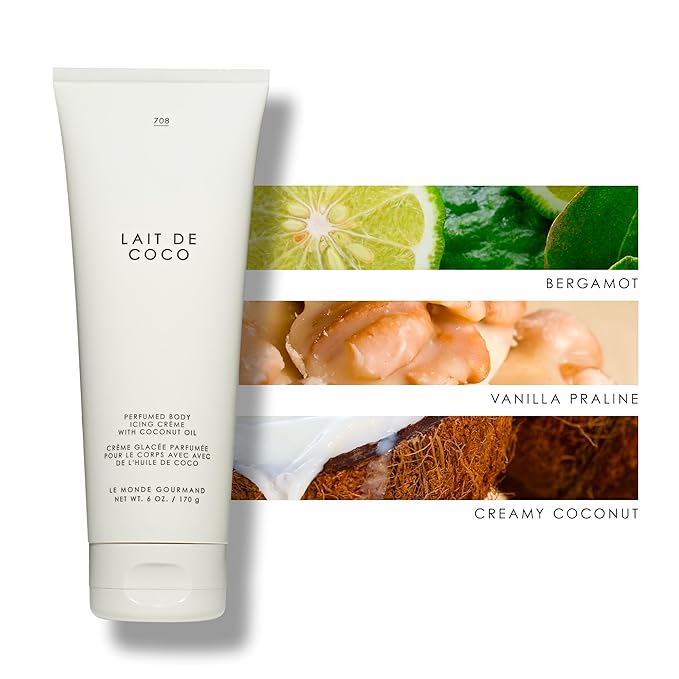 Le Monde Gourmand Lait de Coco Perfumed Body Icing Crème - 6 fl oz (177ml) - Vanilla, Praline, Warm Notes
