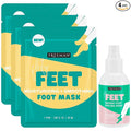 Freeman Flirty Feet Foot Care Set – Instant Peeling Spray for Dry, Cracked Feet + Moisturizing Foot Mask Socks 3-Pack (4 Piece Set)