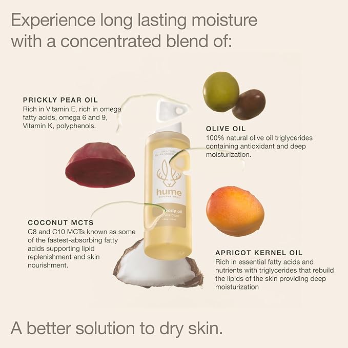 HUME SUPERNATURAL Dry Body Oil Spray - Ultra Hydrating Oil for Dry Skin, Light and Nourishing Body Oils for Women and Men, Long-Lasting Moisture Vanilla Daze, 1-Pack