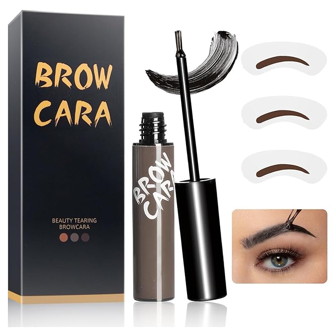 Tattoo Eyebrow Gel Easy Peel Off - Eyebrow Tint Peel Off Long-Lasting Waterproof Transfer-Proof Brow Gel For Fuller & Defined Looking Eyebrows (Gray)