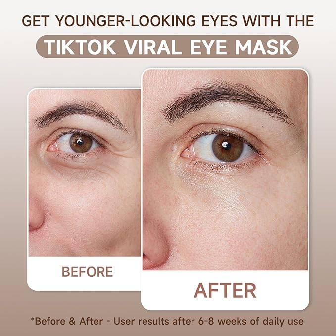 2% Caffeine 360° Full Eye Lift Mask (8 Pairs) - Bio-Collagen & Hyaluronic Acid Eye Patches for Dark Circles, Puffiness & Wrinkles - Hydrating Anti-Aging Overnight Eye Mask for Sensitive Skin