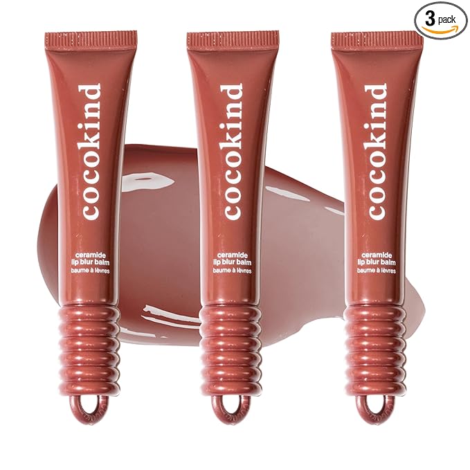Cocokind Ceramide Lip Blur Balm, Be You - Rich Brown Hydrating Lip Balm with Ceramides & Peptides, Made for Sensitive Skin & Lips, Unflavored & Fragrance-Free - 3 pack