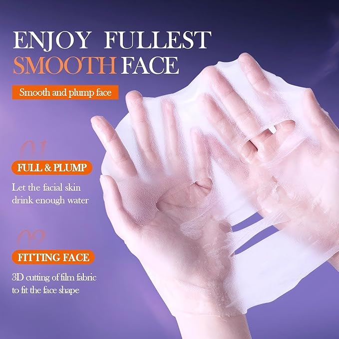Collagen Face Mask with Recombinant Type III Collagen, Deep Hydrating & Bouncy Facial Mask, Moisturizing and Firming Sheet Mask for Smooth, Elastic Skin, Gentle for All Skin Types, 4PCS