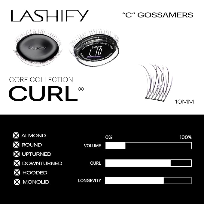 Lashify Curl 10mm Gossamer Eyelash Extensions Refill in Ombre Purple, Easy DIY False Lashes for a Natural Look