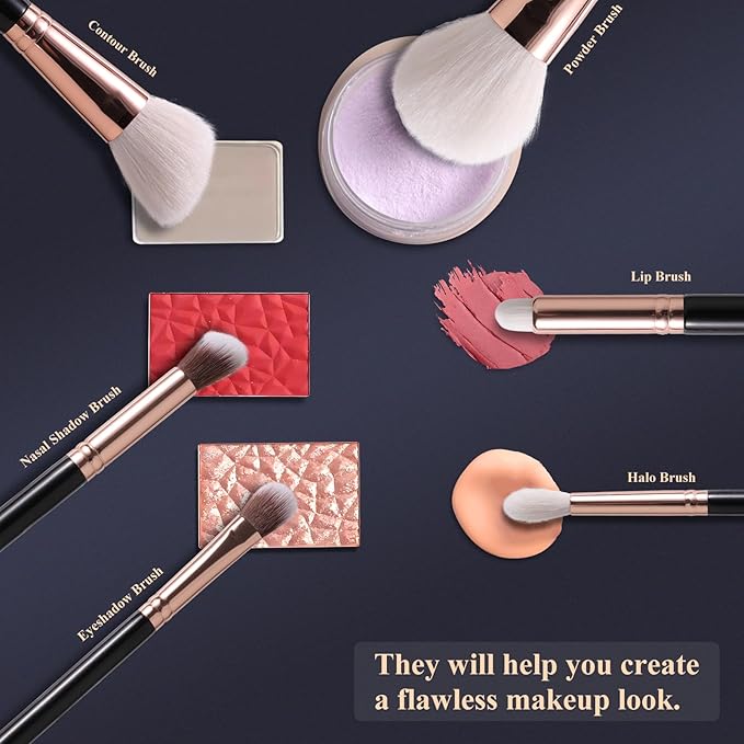 13 Piece Black Makeup Brushes, Face and Eye Makeup Brush Set Ultra Soft Goat Hair&Synthetic Bristles for Powder, Concealer, Blush, Contouring, Blending, Eyeshadow Kits for Beginners, Pros and Artists