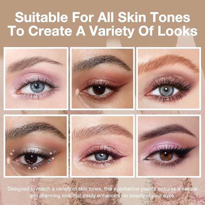 Kaely 6 Color Mini Pink Eyeshadow Palette Makeup, Highly Pigmented Eye Shadow Palette Waterproof, Natural Glitter Shimmer Eye Shadow Palette, paleta de sombras de ojos, Vegan & Cruelty-free, 08