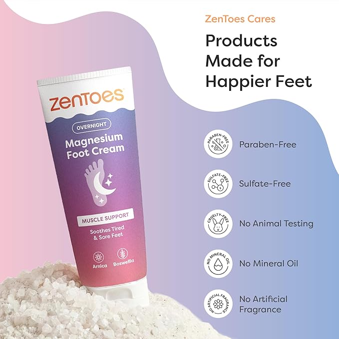 ZenToes Magnesium Cream with Arnica | Relaxation Support & Moisturizing Foot Cream for Legs & Calves | Magnesium Lotion for Feet & Sleep Support | Relaxing Nighttime Foot Balm | 4.2oz, Pack of 2