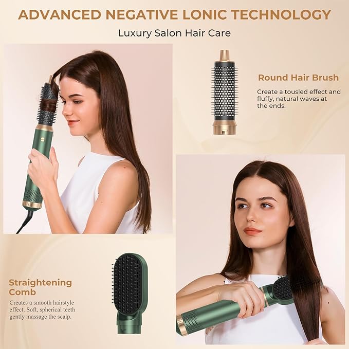 5 in 1 Hair Dryer Brush, Air Style Wrap Hair Styler, Negative Ion Blow Dryer, Hot Air Brush for Blow Drying, Hair Brush for Blow Drying, All-in-One Hair Styling Tool, Volumizing, Straightener & Curler