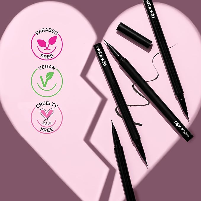 wet n wild Mega Last Breakup Proof Liquid Eyeliner - Ultra-Fine Brush, Waterproof, Long-Lasting - Cruelty-Free & Vegan - Ultra Black (Pack of 2)