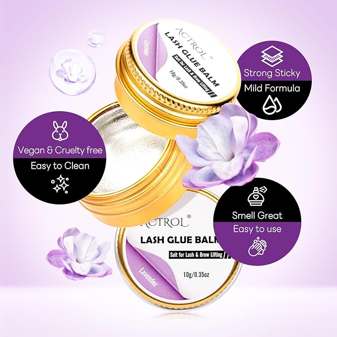 Lash Lift Glue Balm Eyelash Lifting Perm Lavender Strong Hold Lash&Brow Perm Glue Balm Brow Adhesive Powerful Sticky Brow Lamination 0.35Oz/10G