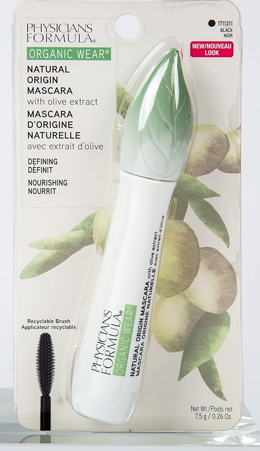 Physicians Formula Organic Wear Lash-Boosting All Natural Mascara, Lifts, Lengthens, For Sensitive Eyes, Dermatologist Tested - Natural Origin Black