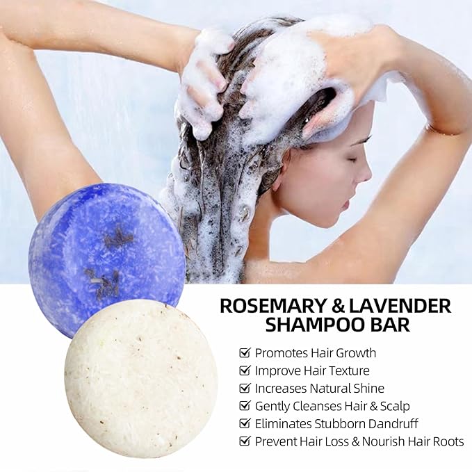 DBEAUTYM 2 Pack Rosemary Lavender Hair Shampoo Bar,Deep Cleansing for Scalp Hair Loss Shampoo Soap,Organic Shampoo Oil Control for Hair Growth,Refreshing and Hydrating Bar,Gifts for Women Men
