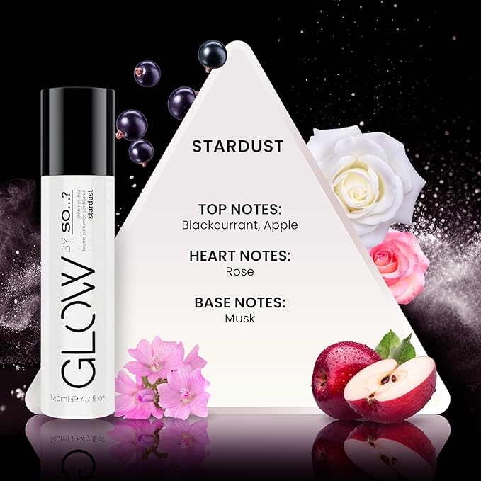 So…? Glow Shimmer Mist - Body Spray for Women - Fruity Floral Notes - Adds Sparkle and Fragrance - Vegan Body Mist - Stardust - 4.7 oz